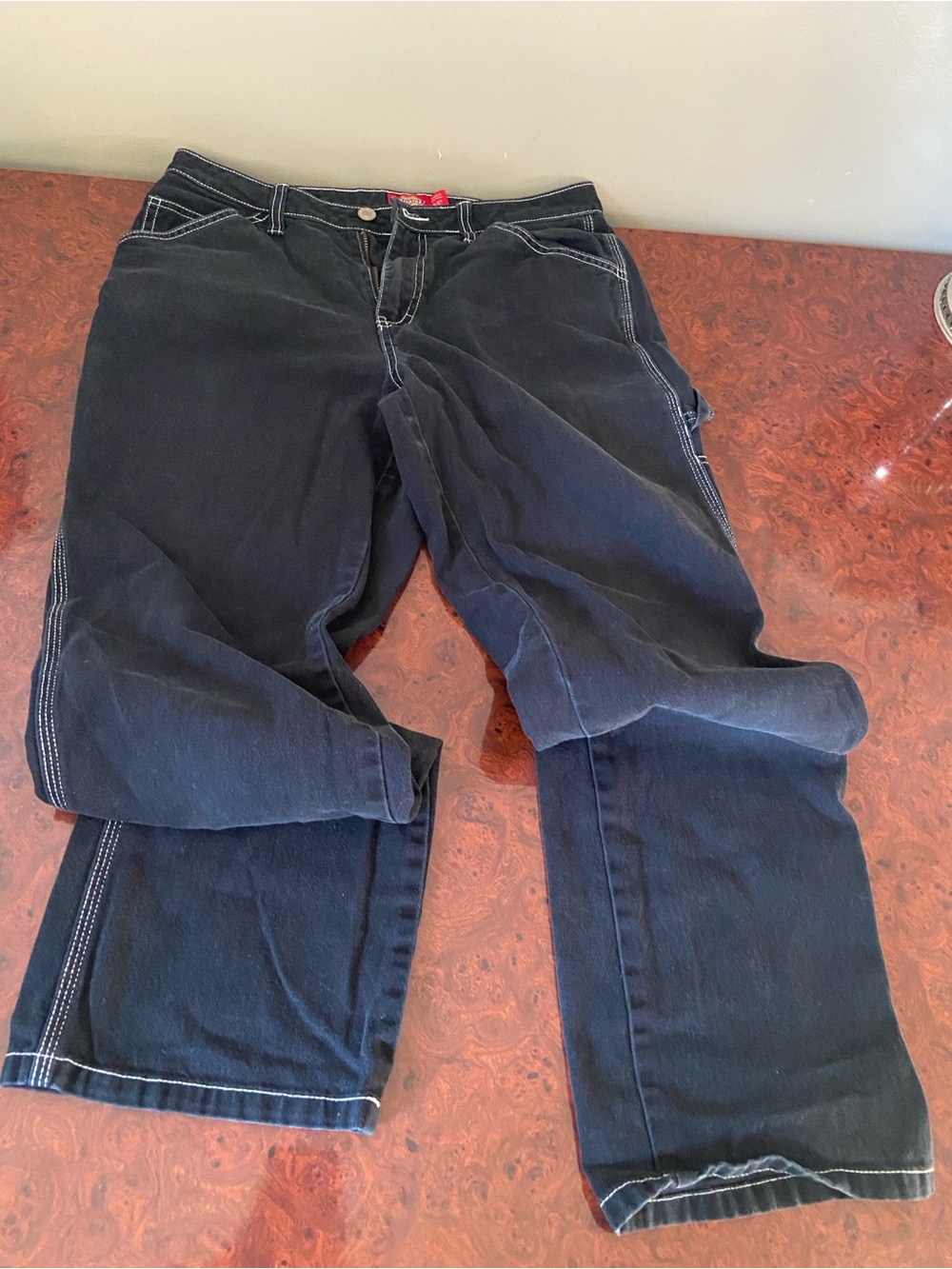 DICKIES Black w/ White Stitching Carpenter Straight Leg Jeans Sz5/27

Great used